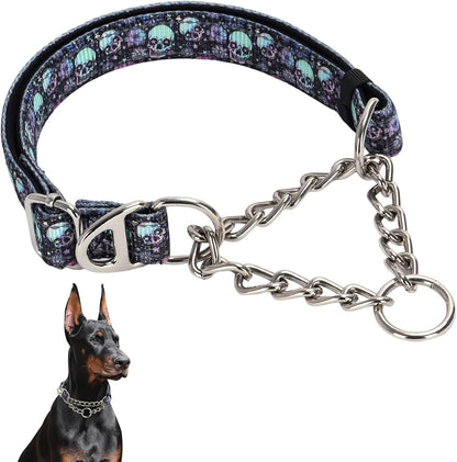 Martingale Dog Collar with Steel Chain, Reflective Choke Collar with Soft Padded- Adjustable No Pull with Bohemia Flower for Training Large Dogs Pet Collars for WalkingL - Image 12