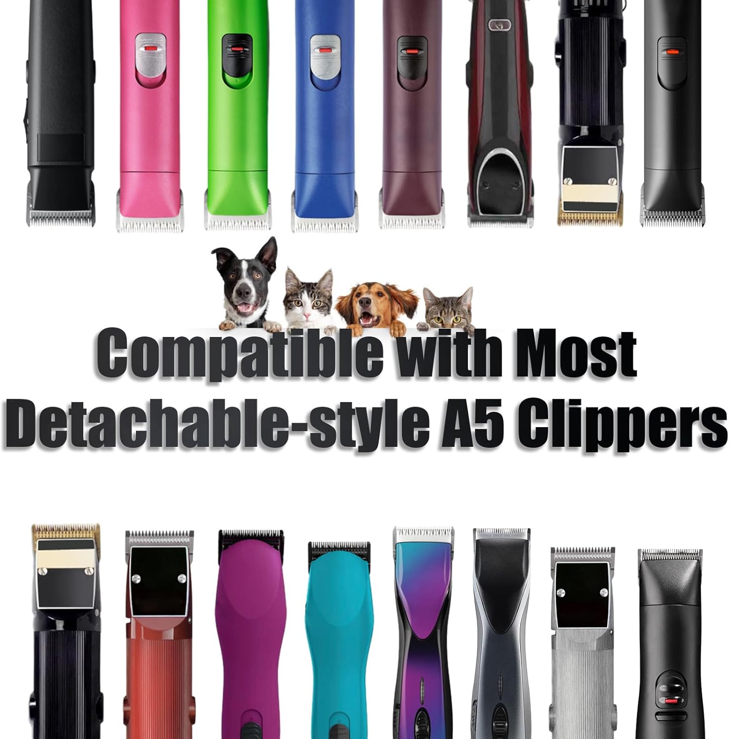Heat resistant and rustproof steel dog grooming blade kit packaging contents