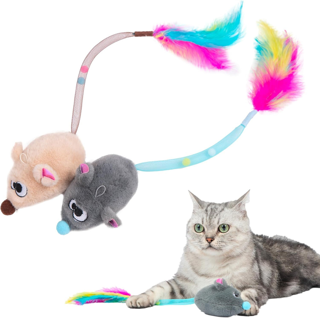 Best Pet Supplies Catify interactive squeaking mice toy set front view for indoor cats.