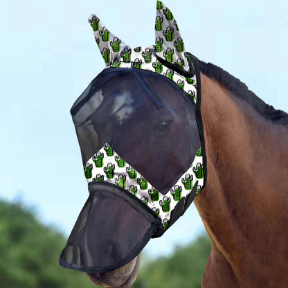 Harrison Howard LumiVista Horse Fly Mask Long Nose with Ears UV Protection for Horse Leopard Print M Cob - Image 8