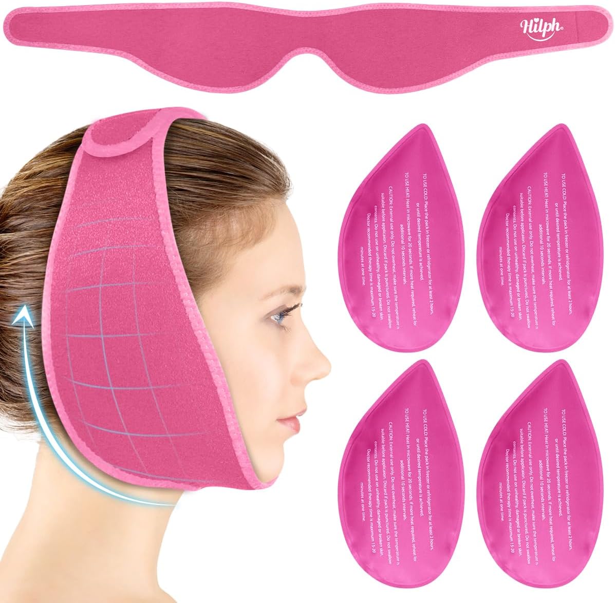 Newgo Hilph wisdom teeth ice pack head wrap front view for facial surgery recovery