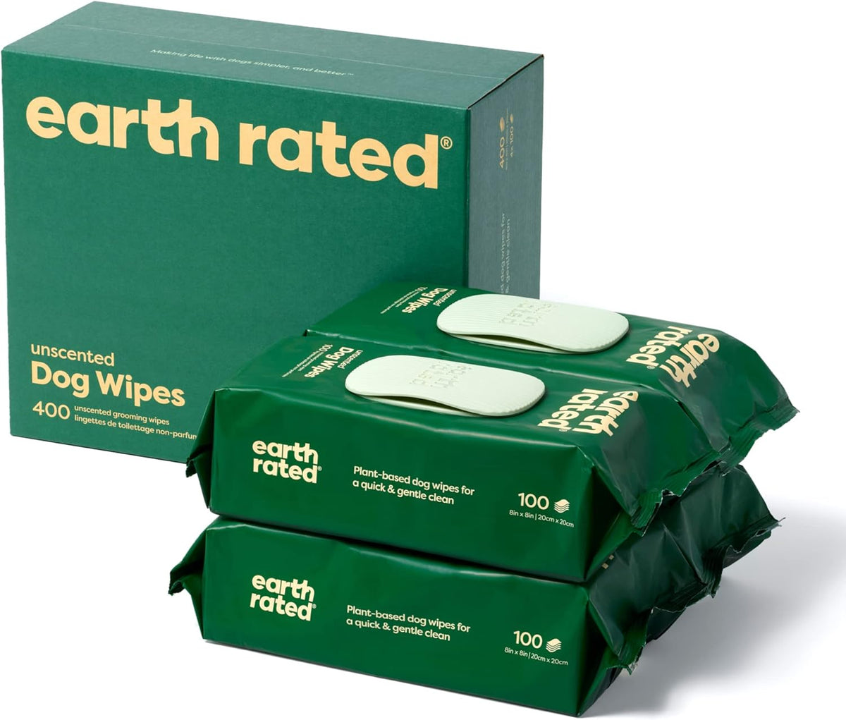 Earth Rated Pet Wipes for Dogs and Cats, Hypoallergenic, 3-in-1 Cleaning, Deodorizing and Hydrating, for Grooming Paws, Body and Butt, Unscented, 100 Count - Image 13