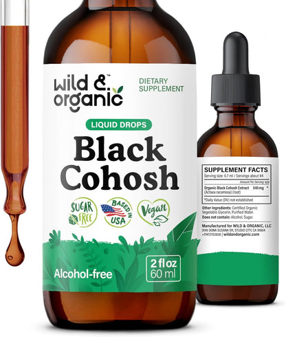 Wild and Organic Black Cohosh liquid drops front view bottle