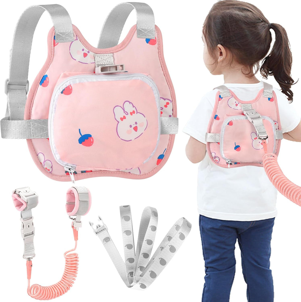 Accmor toddler harness leash and wrist link set front view