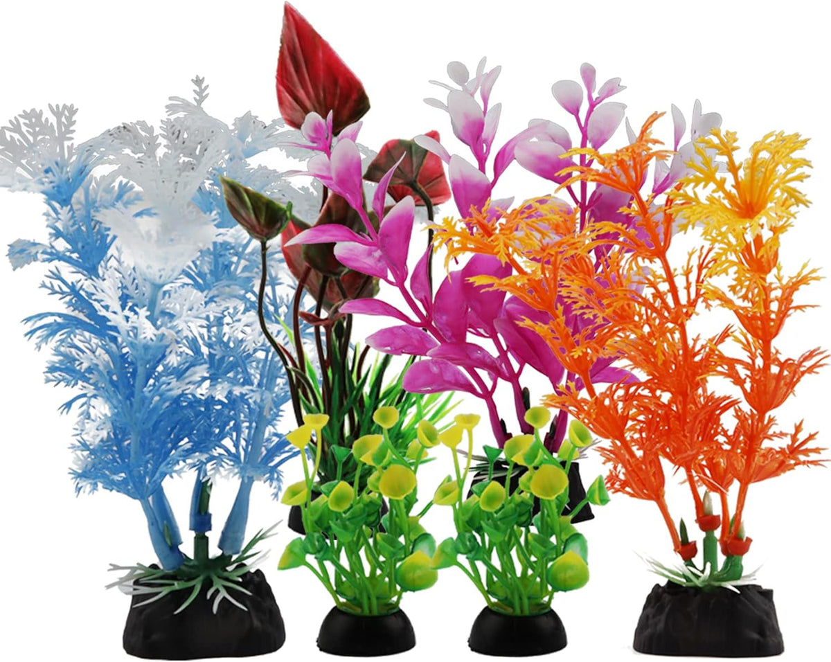 PietyPet aquarium decorations six piece set front view showing colorful fish tank accessories.