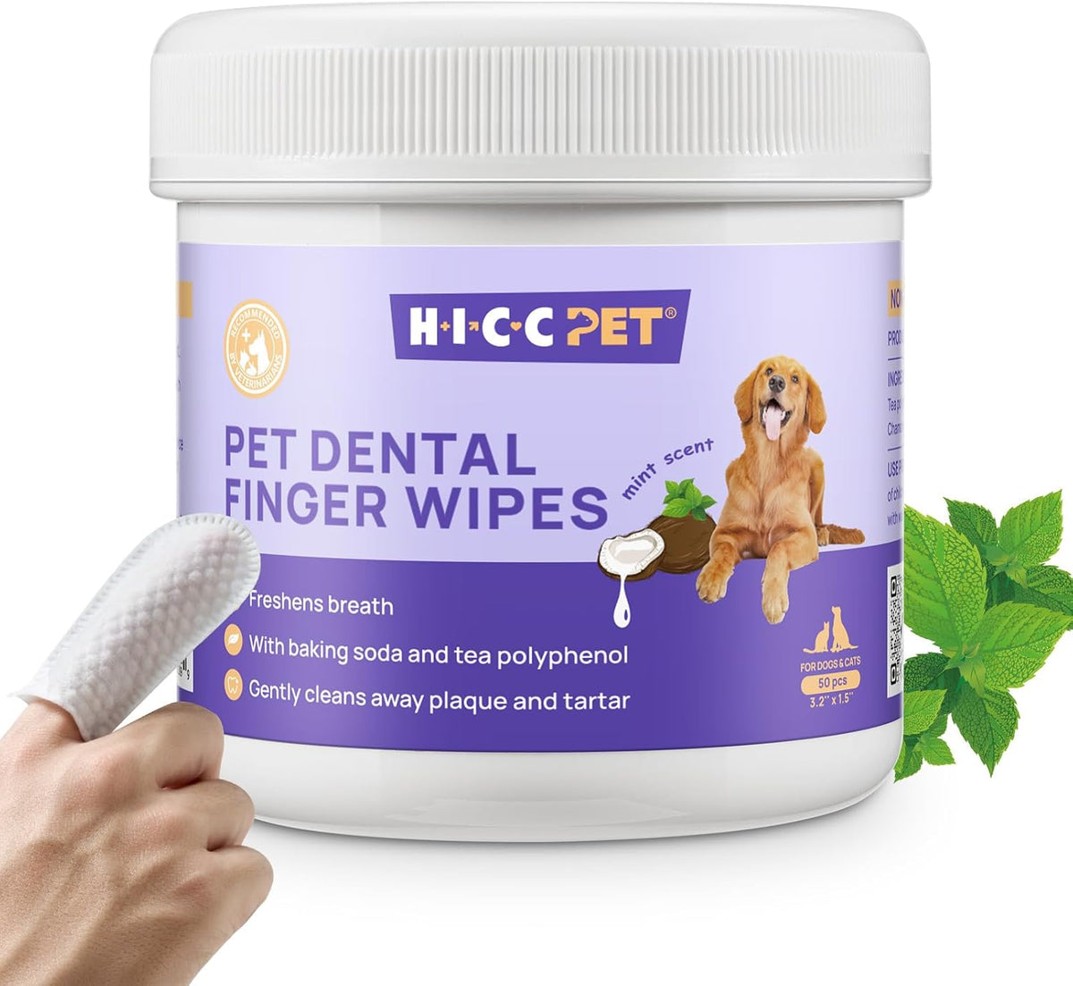 HICC Pet Teeth Cleaning Wipes for Dogs & Cats, Vet-Recommended Remove Bad Breath & Plaque & Tartar Buildup, Dog Tooth Brushing Kit, Dog Breath Freshener, Dogs Toothbrush & Toothpaste Alternatives - Image 12
