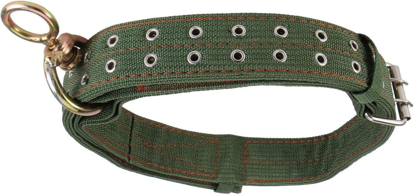 DOITOOL heavy duty nylon cow collar front view showing green canvas and dual row buckle
