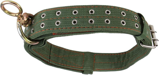 DOITOOL heavy duty nylon cow collar front view showing green canvas and dual row buckle