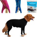Shed Defender Original Dog Onesie in black color front view on an extra large dog.