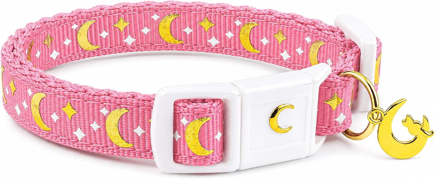 waaag Gold Moons and Stars Safety Breakaway Cat Collar, Glow in The Dark (Kitten 6.5"-10" Neck, Emerald) - Image 10
