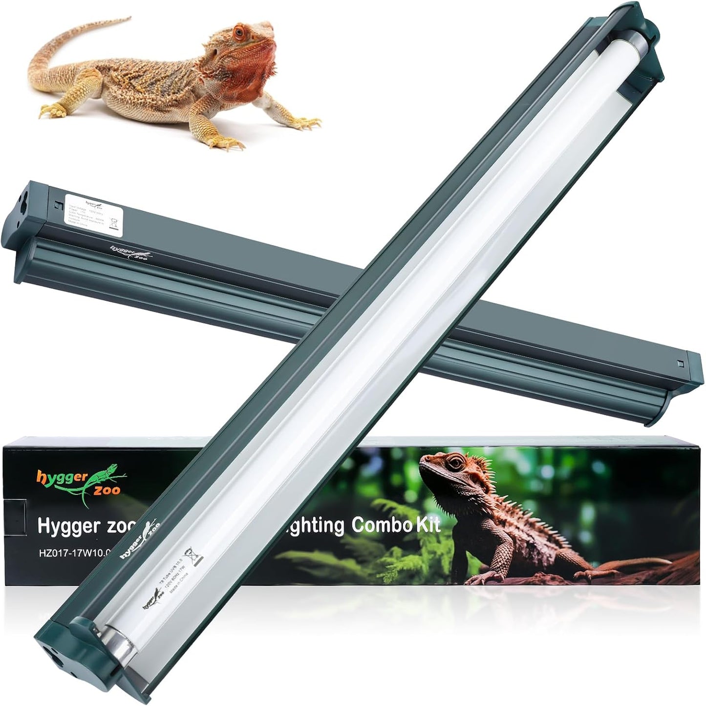 T5 Reptile Light Fixture Combo Kit 24W Light Fixture Reptile Terrarium Hood 10.0 UVB Light Bulb Fluorescent Tube Ideal for Tropical and Deserts Such as Bearded Dragon Lizards and Tortoises - Image 9