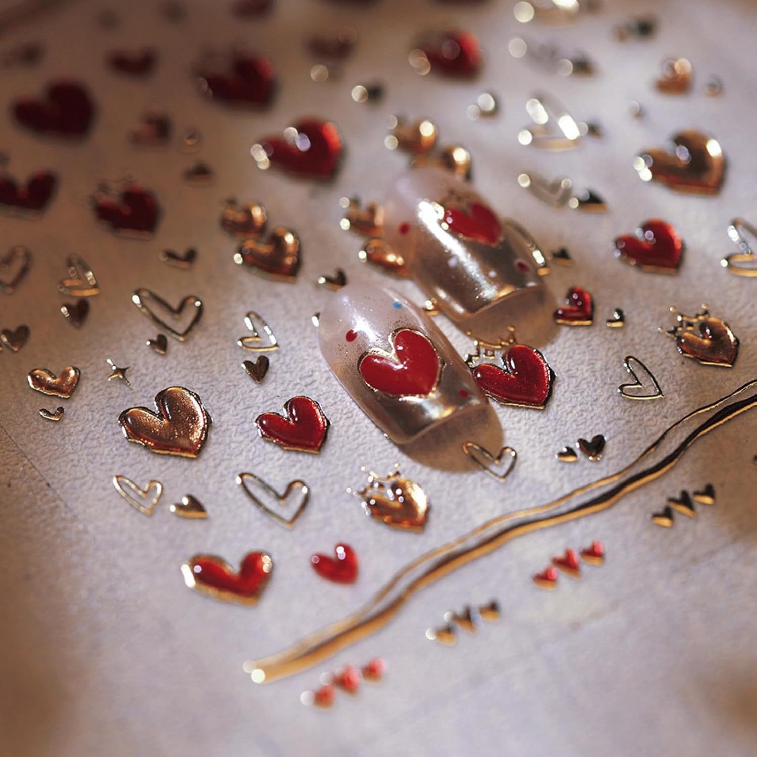 Rudra Retails 5D embossed heart nail stickers front view