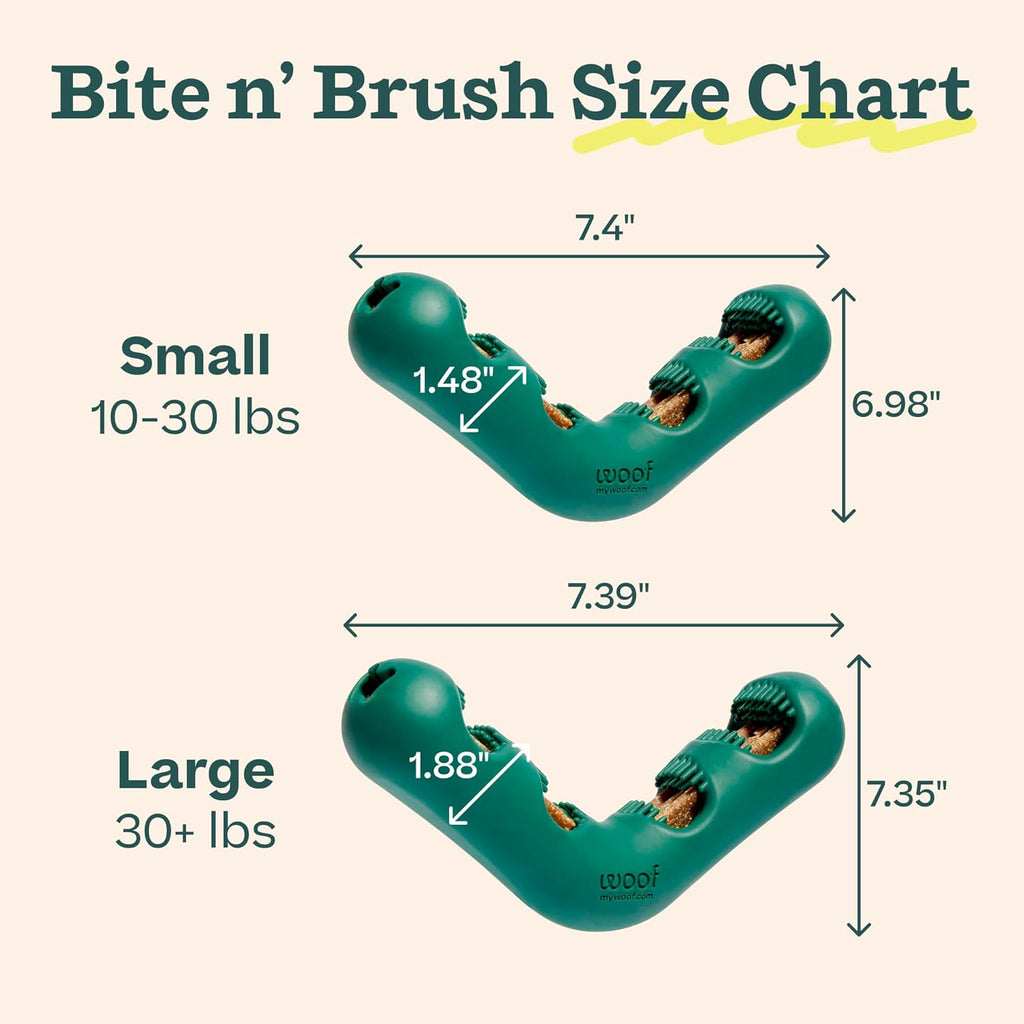 Packaging contents of Woof Bite N' Brush with 4 refills