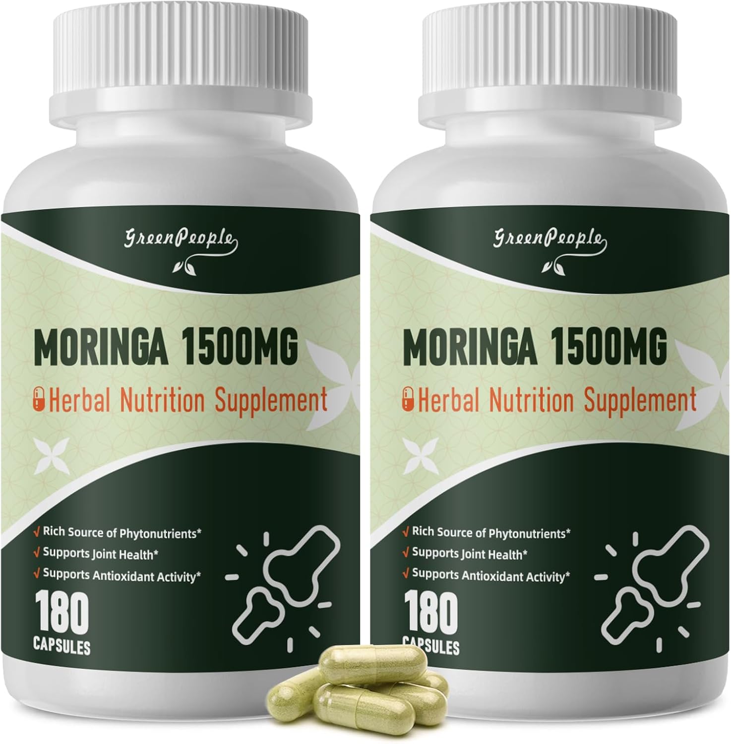 GreenPeople moringa capsules 1500mg 2 pack supplement
