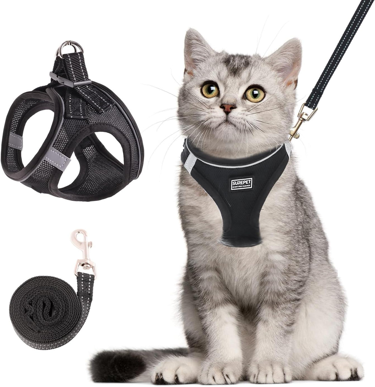 Lightweight nylon mesh kitten harness vest for secure outdoor training