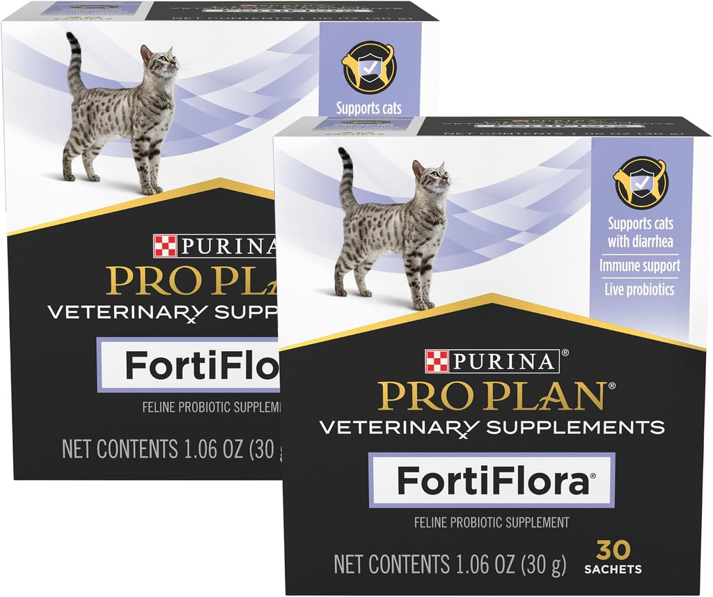 Two boxes of Purina FortiFlora dog probiotic supplement 30 count for 60 day supply