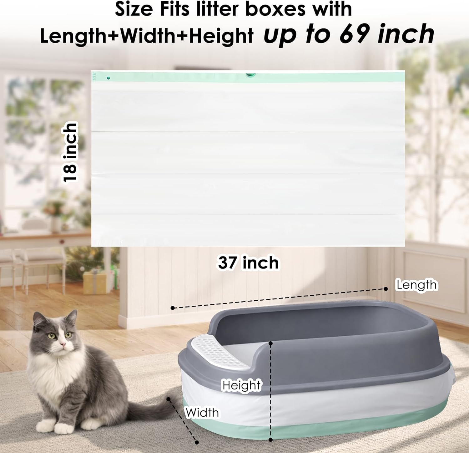 Multi cat family litter liners demonstrating high load bearing strength with heavy litter