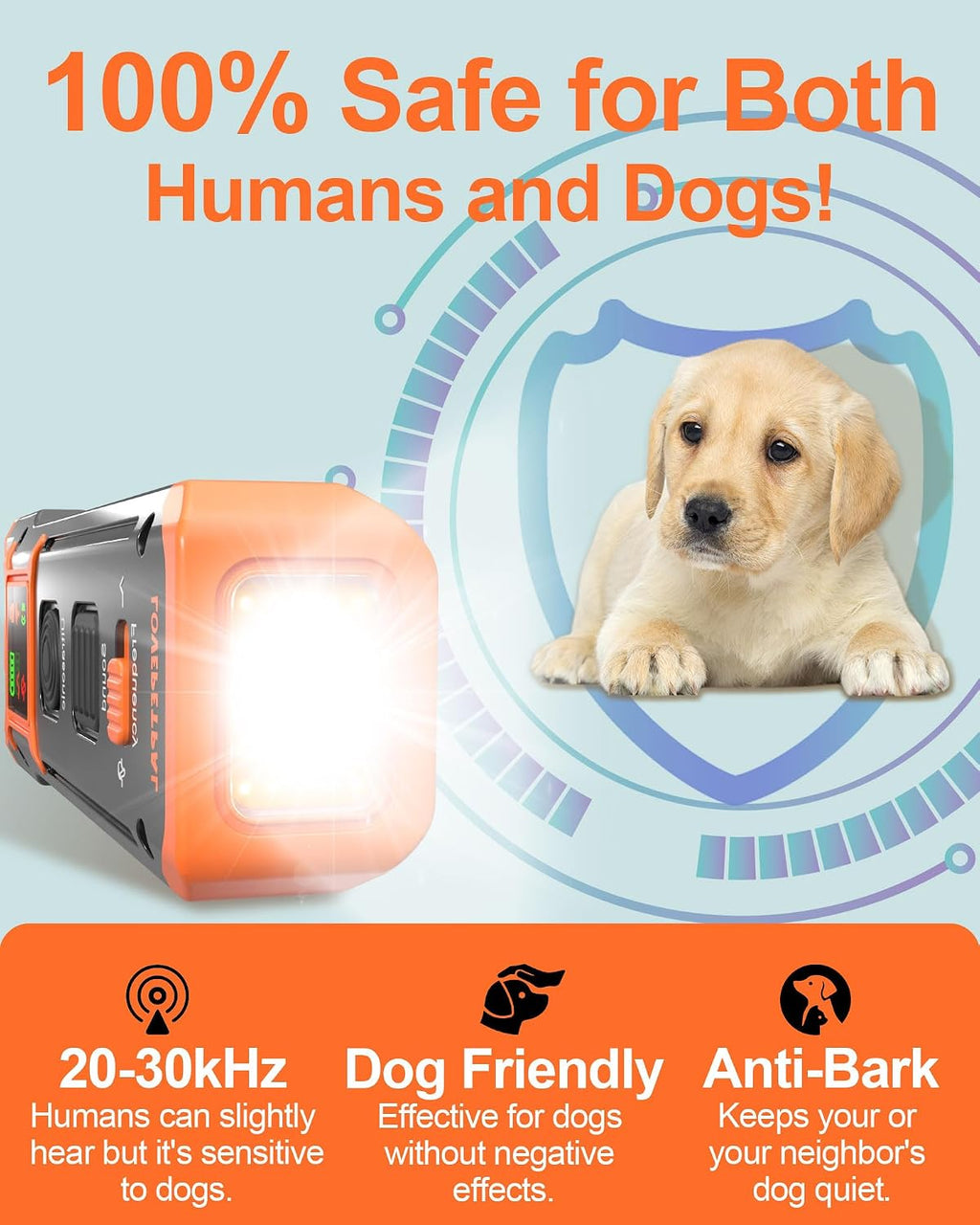 Handheld ultrasonic anti-barking device for dog training