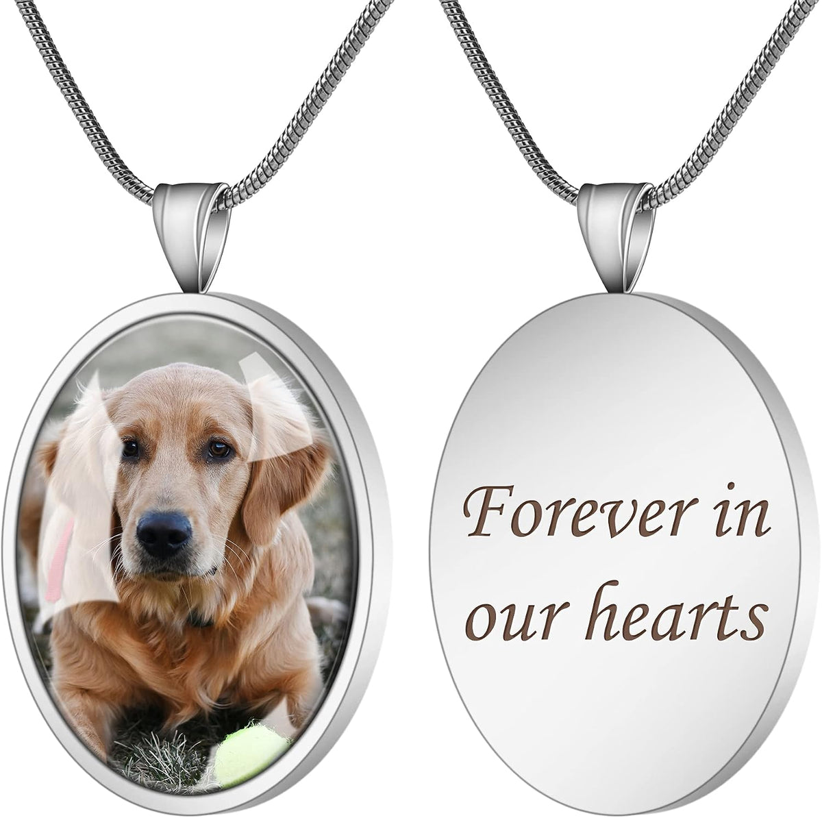 Back side of Farfume pet urn necklace for custom engraving