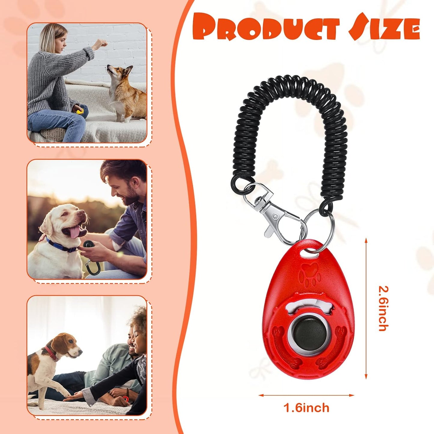 Assorted fourteen colors of authentic Kigeli animal behavioral clickers laid out