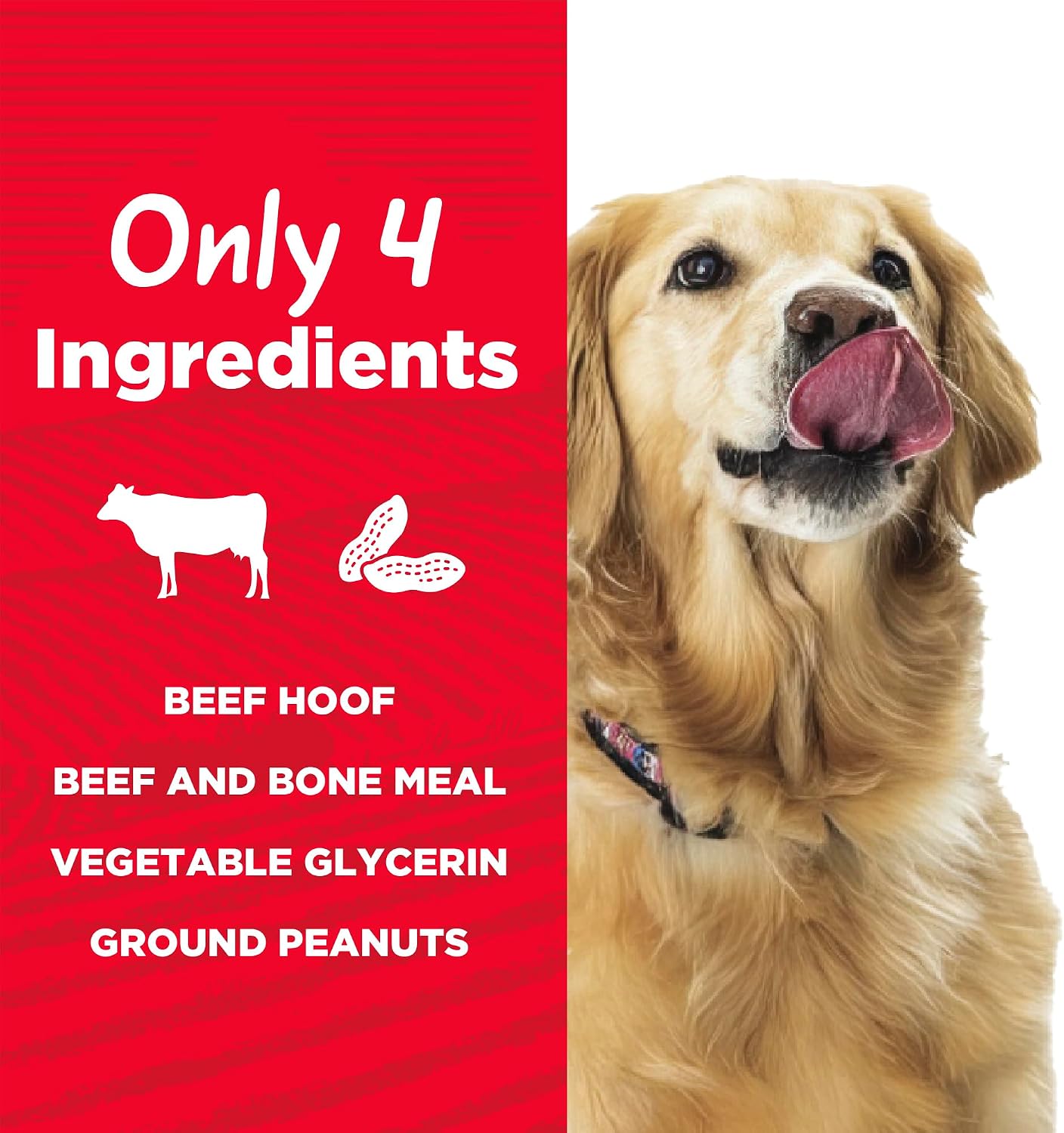 Top view of natural beef hoof chew for dogs