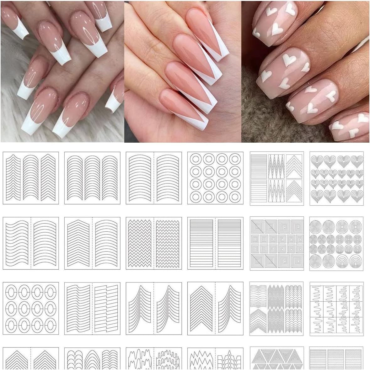 TailaiMei 1768-piece French manicure nail sticker set front view