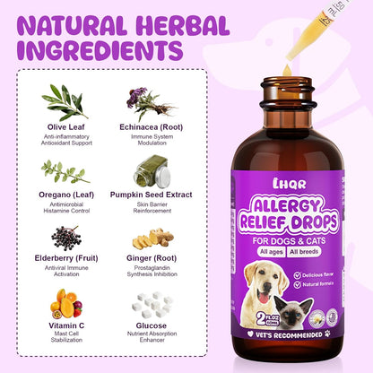 Wagmee cat and dog itch relief liquid showing weight-based daily usage instructions guide
