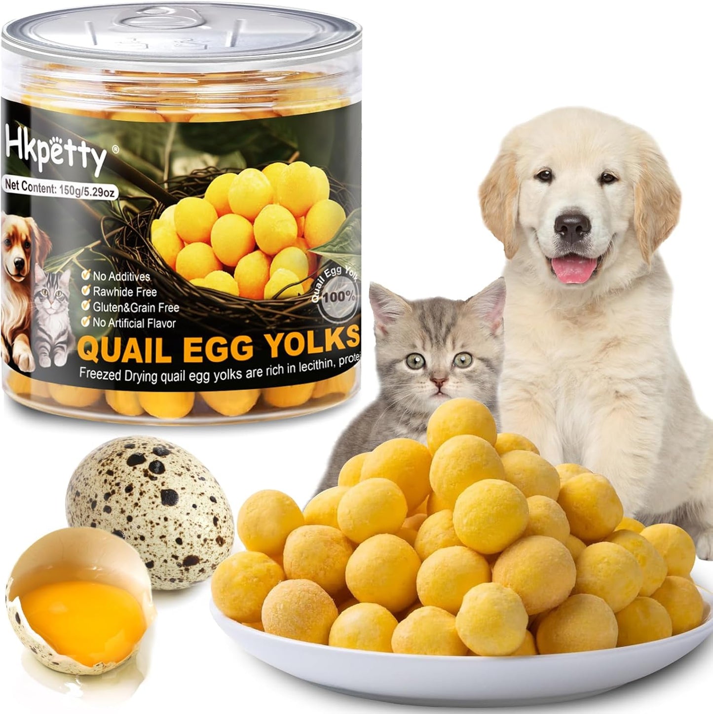 Freeze Dried Cat and Dog Treats Quail Egg Yolk, Healthy Tasty Snacks for Cats Dogs Training, Natural Freeze-Dried Limited Ingredient,Wholesome and Delicious Snacks for Pets (S, Quail) - Image 9