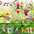 Hanging bell toys and rattan balls for parakeets