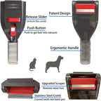 Comparison layout showing compatibility of the grooming attachment with different vacuum models
