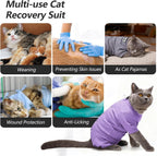 Close up of soft breathable fabric on cat recovery suit