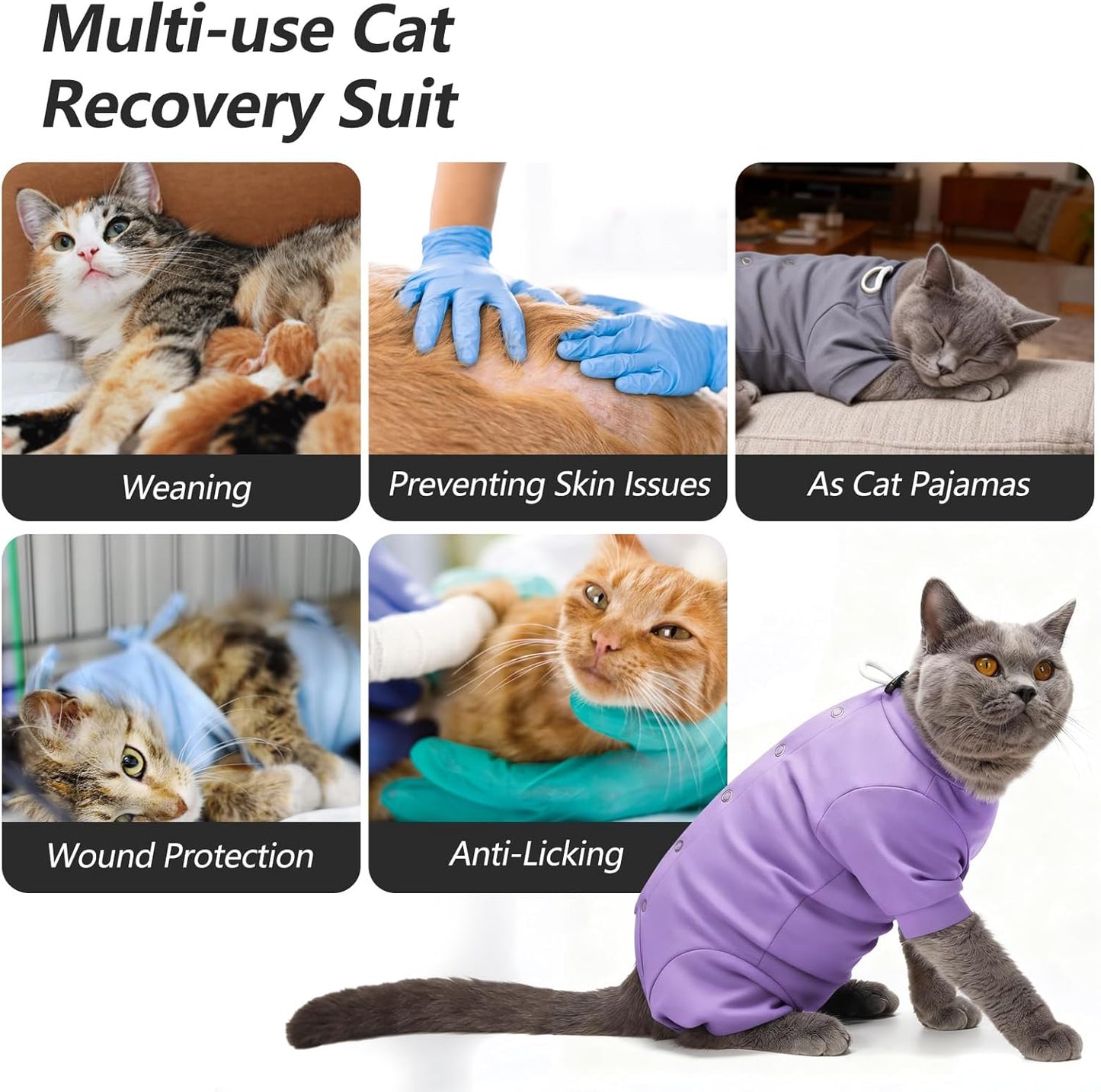 Close up of soft breathable fabric on cat recovery suit