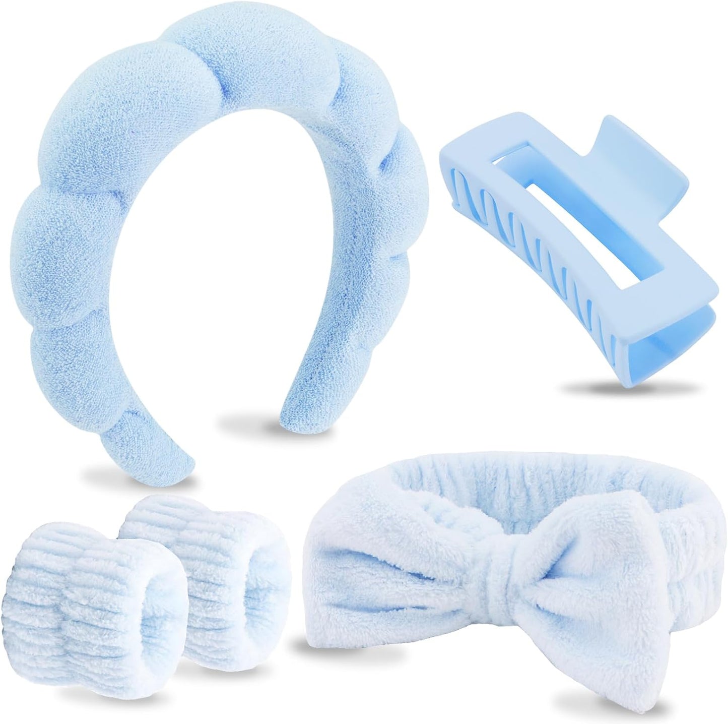 Chanaco Velscrun blue puffy sponge spa headband and wristband kit