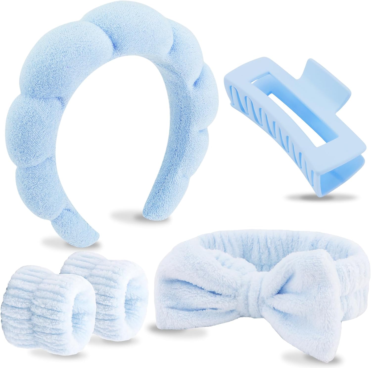 Chanaco Velscrun blue puffy sponge spa headband and wristband kit
