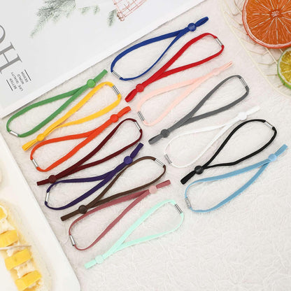 Side view of the four inch adjustable silicone slider system on the multicolored pet whelping collars.