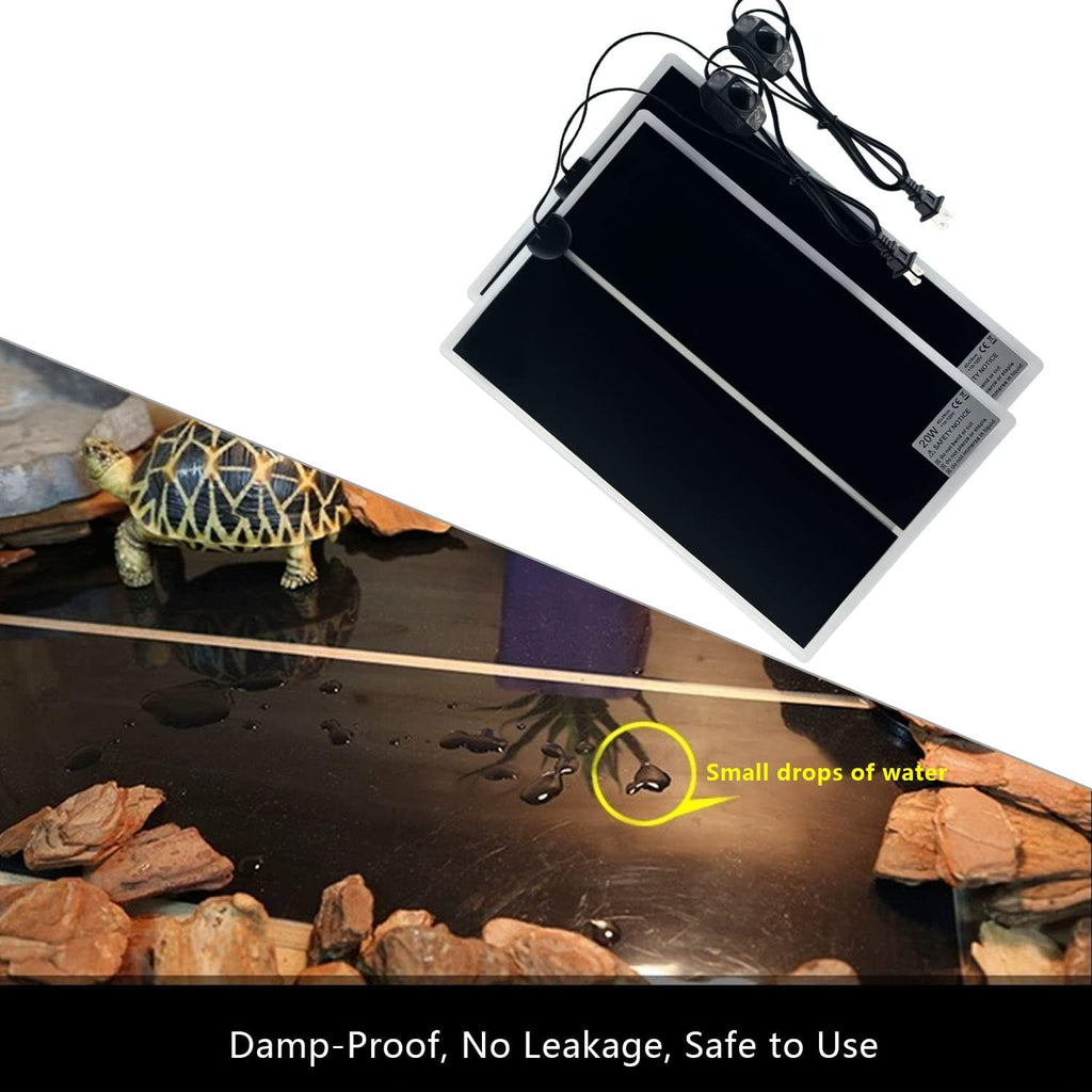 Reptile Heating Mat, 2PCS Reptile Heating Pad with Temperature Adjustment for Reptiles Tortoise Snakes Lizard Gecko Hermit Crab Amphibians - Removable Terrarium Heat Mats(20W,11x16.5 inches) - Image 9