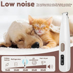 Generic Calmclippers pet hair shaver with LED display close up for safe dog paw trimming.