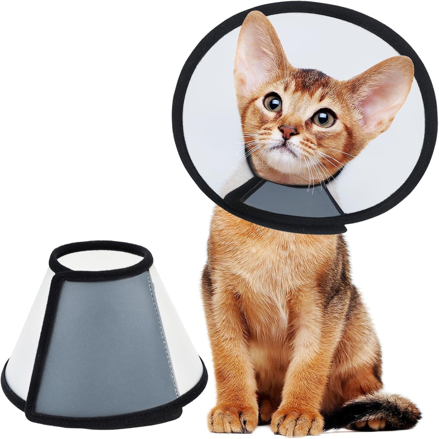 Vivifying cat cone collar packaging and sizing adjustment layout