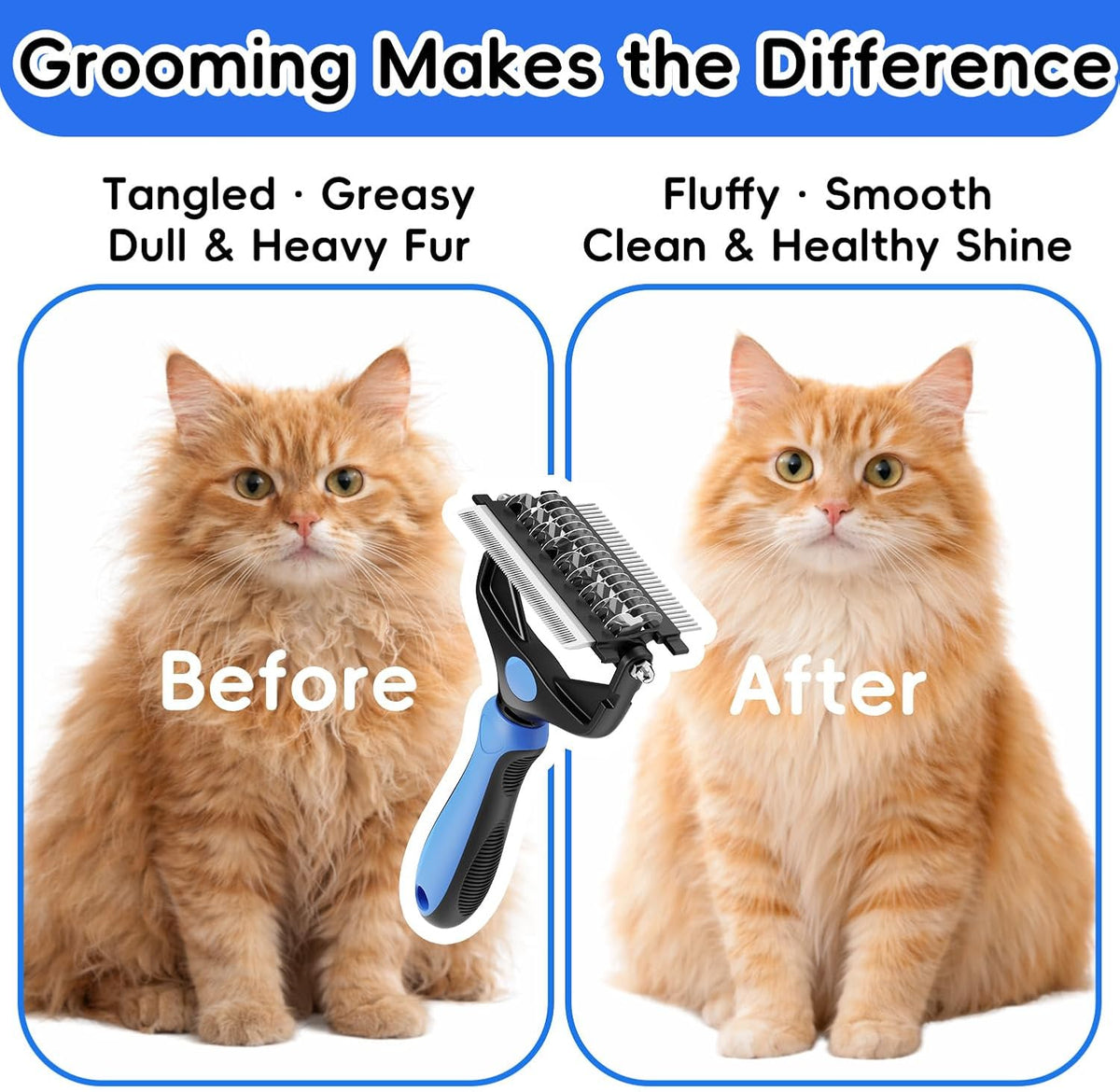 Blue AXEFUN professional pet hair remover tool for matted hair
