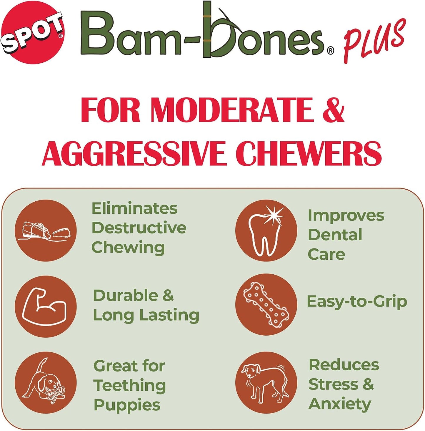 Spot Bam-Bones Plus Branch bamboo and nylon dog chew side profile