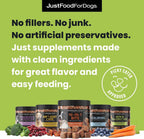 JustFoodForDogs allergy aid supplement bottle with ingredients list