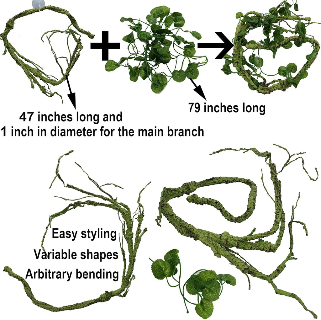 Flexible 47 inch bendable vine branch for reptile habitats.