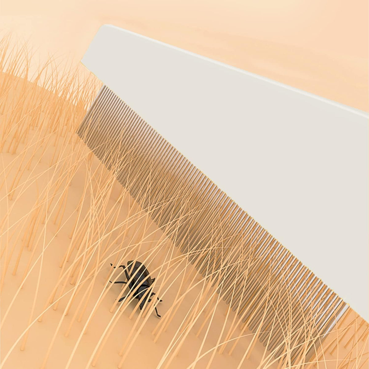 Detailed view of stainless steel pins on Kopal pet comb