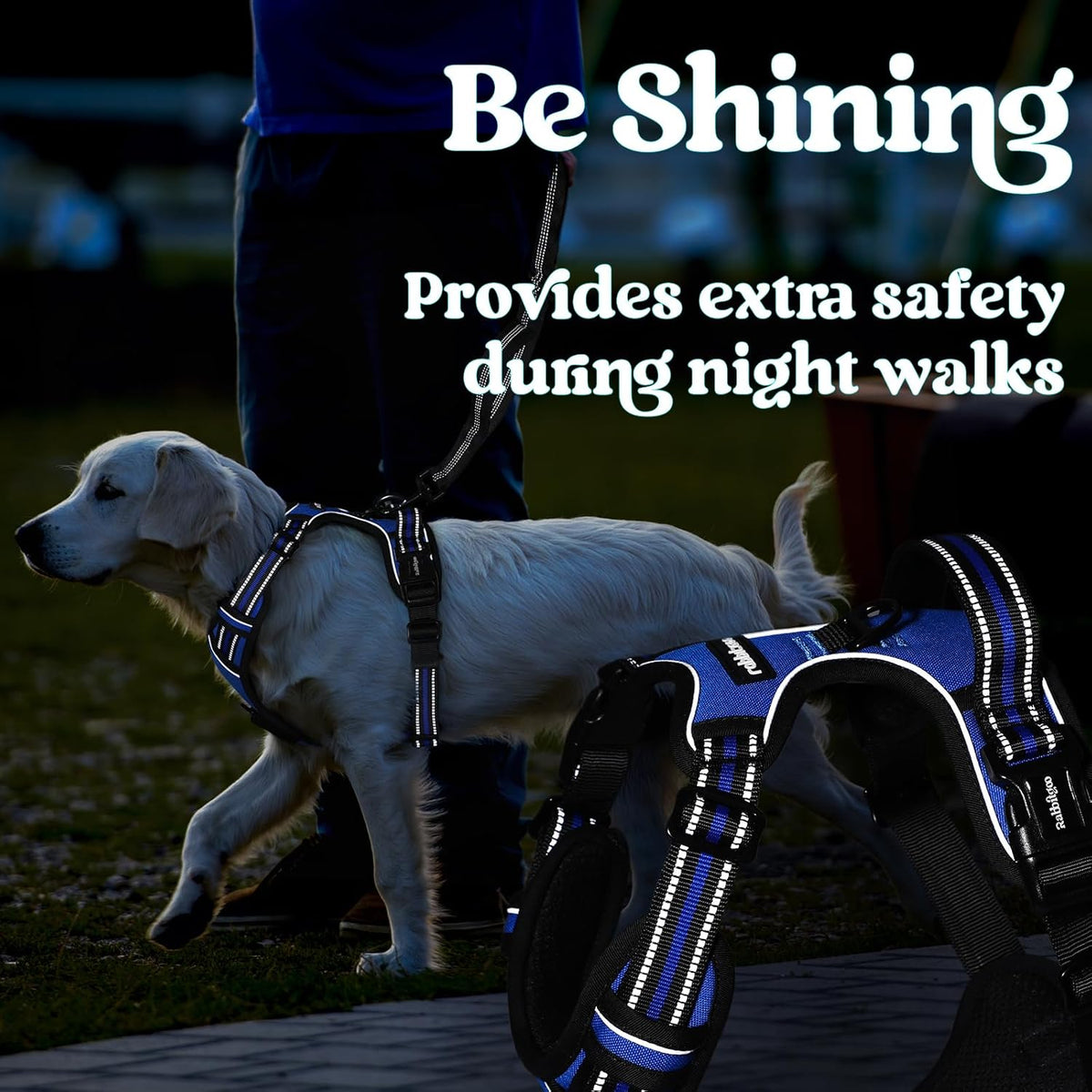 Premium imported safety reflective pet harness side view