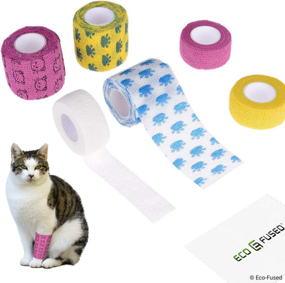 Eco-Fused self adhering bandage pack of 6 for pet injury support
