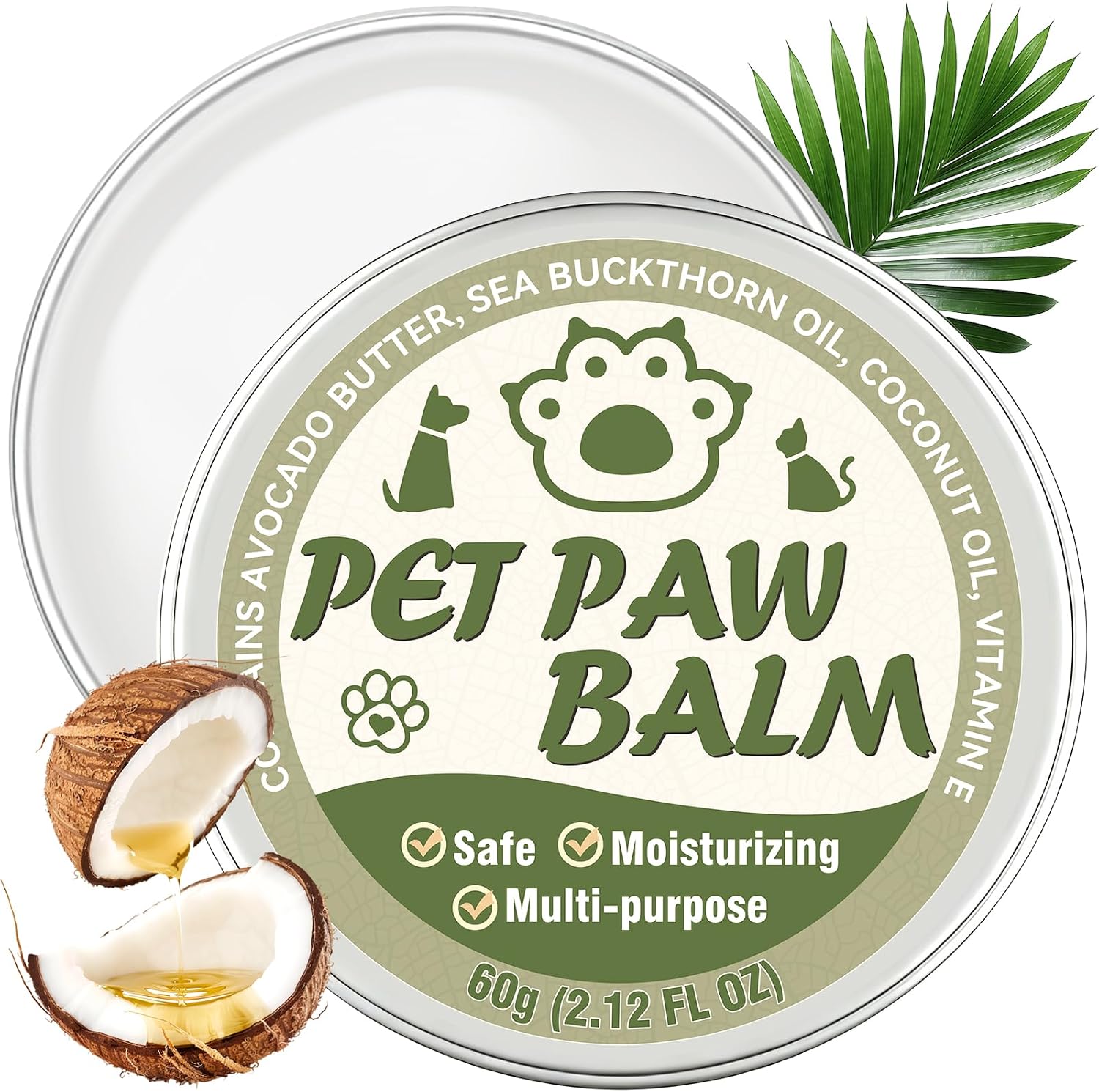 PawSono dog paw balm front view packaging of pet moisturizer cream