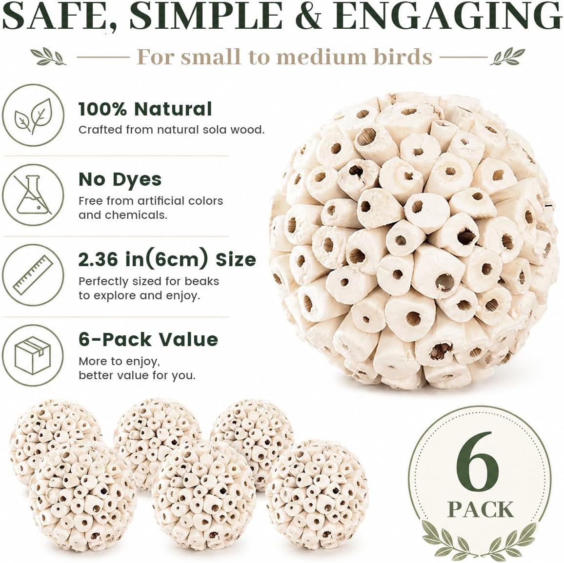 Zephyriel natural sola balls showing fibrous texture