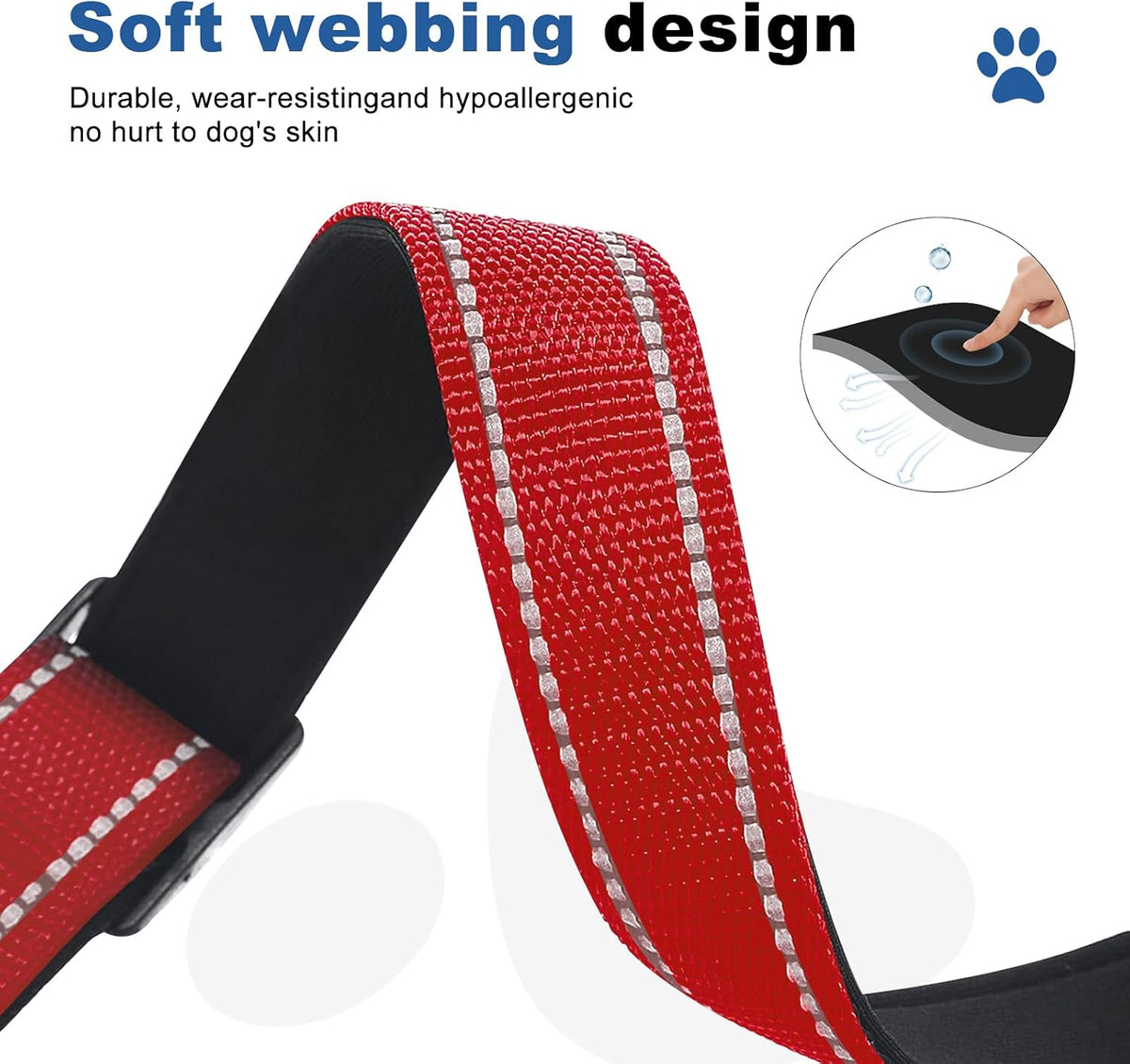 GDLKPS escape-proof nylon pet collar showing the reflective stitching safety feature.