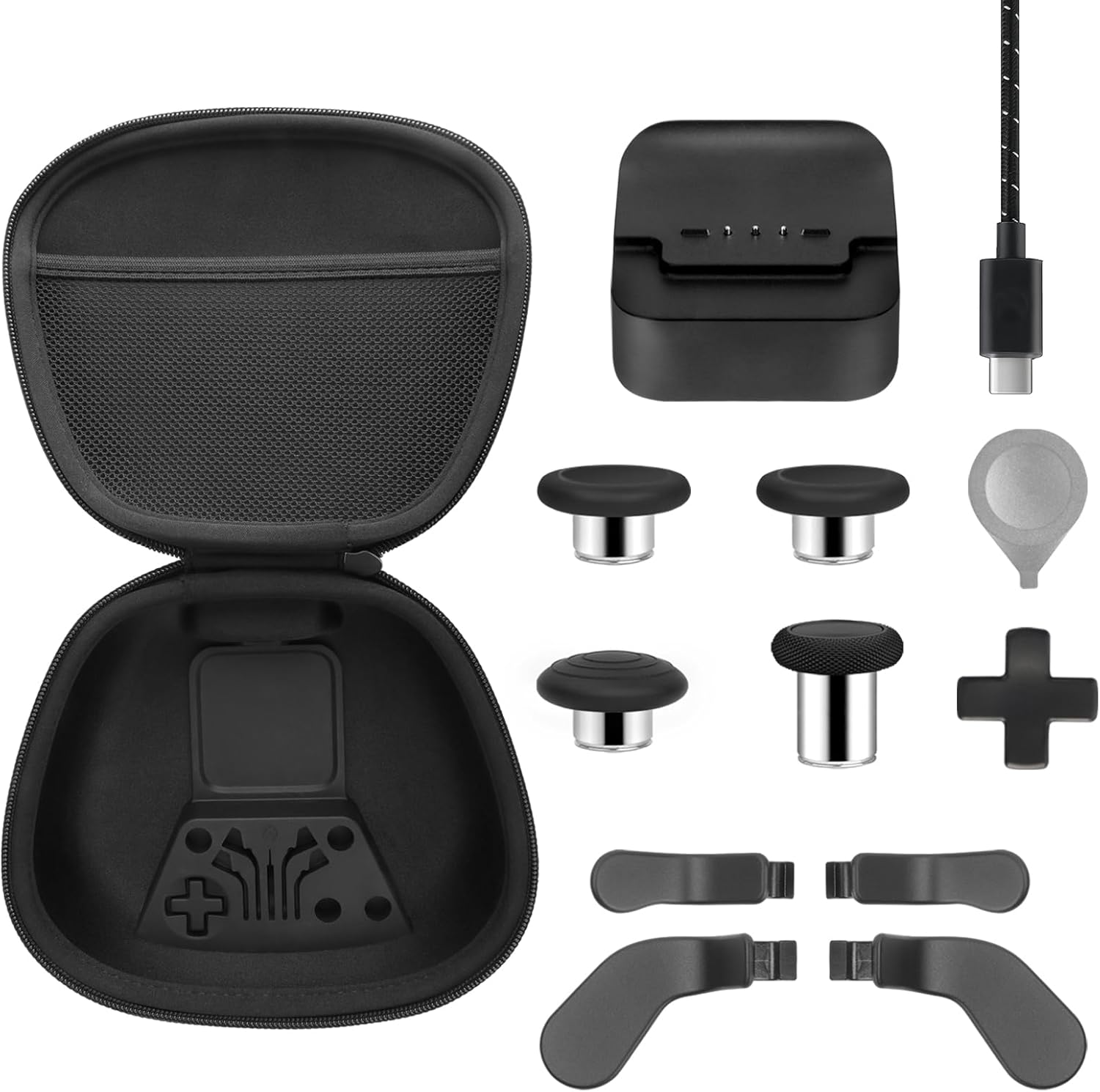 BSUZUN complete component pack for xbox elite series 2 core front view showing carrying case and full accessories kit