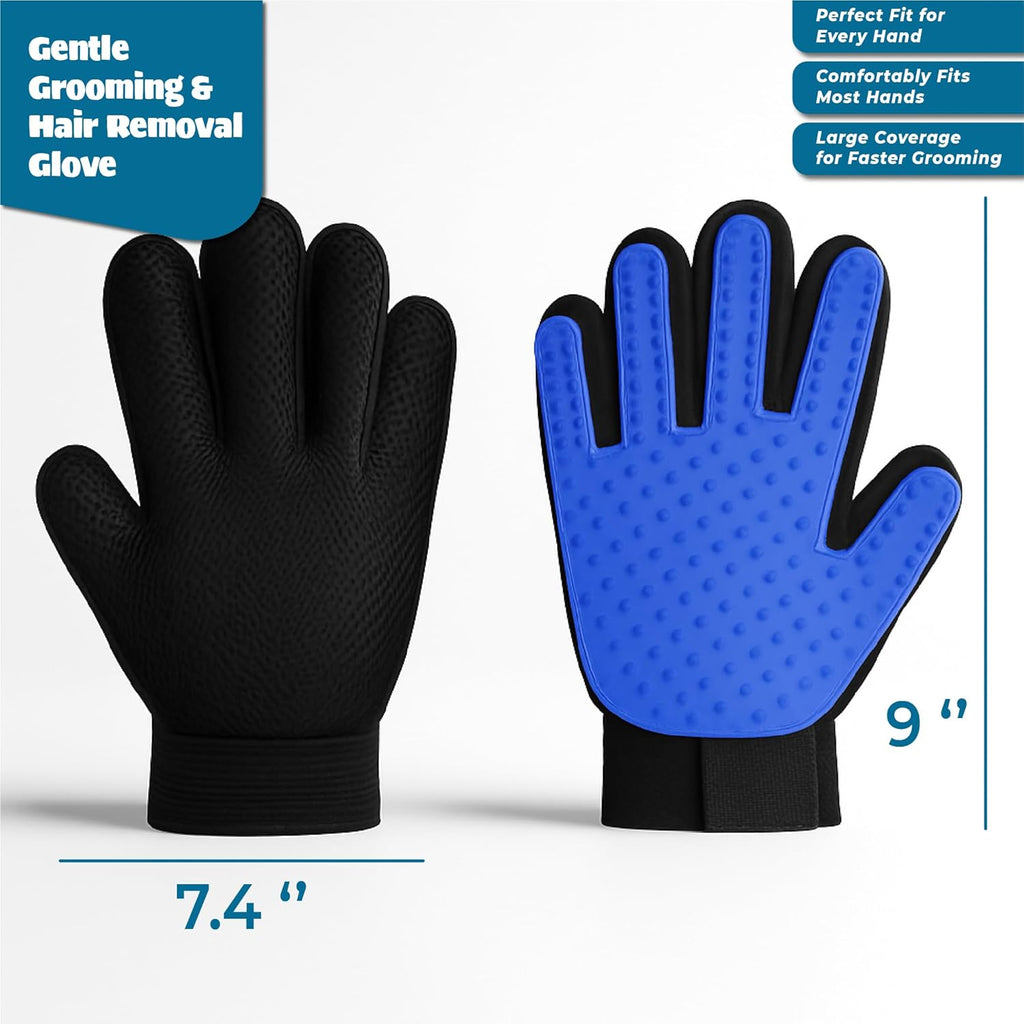 Two pack blue Tailio pet grooming gloves for efficient shedding